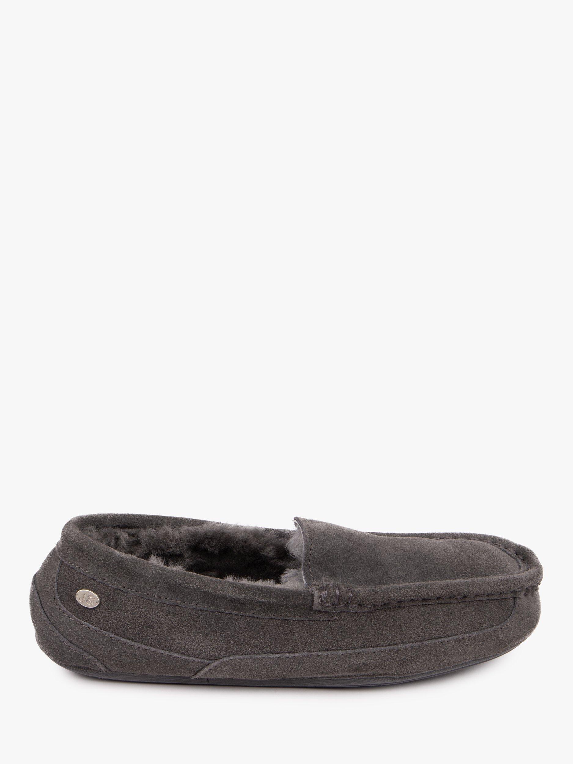 Product image 1 of 6, which shows Just Sheepskin Harry Suede Slippers, Dark Grey, 7