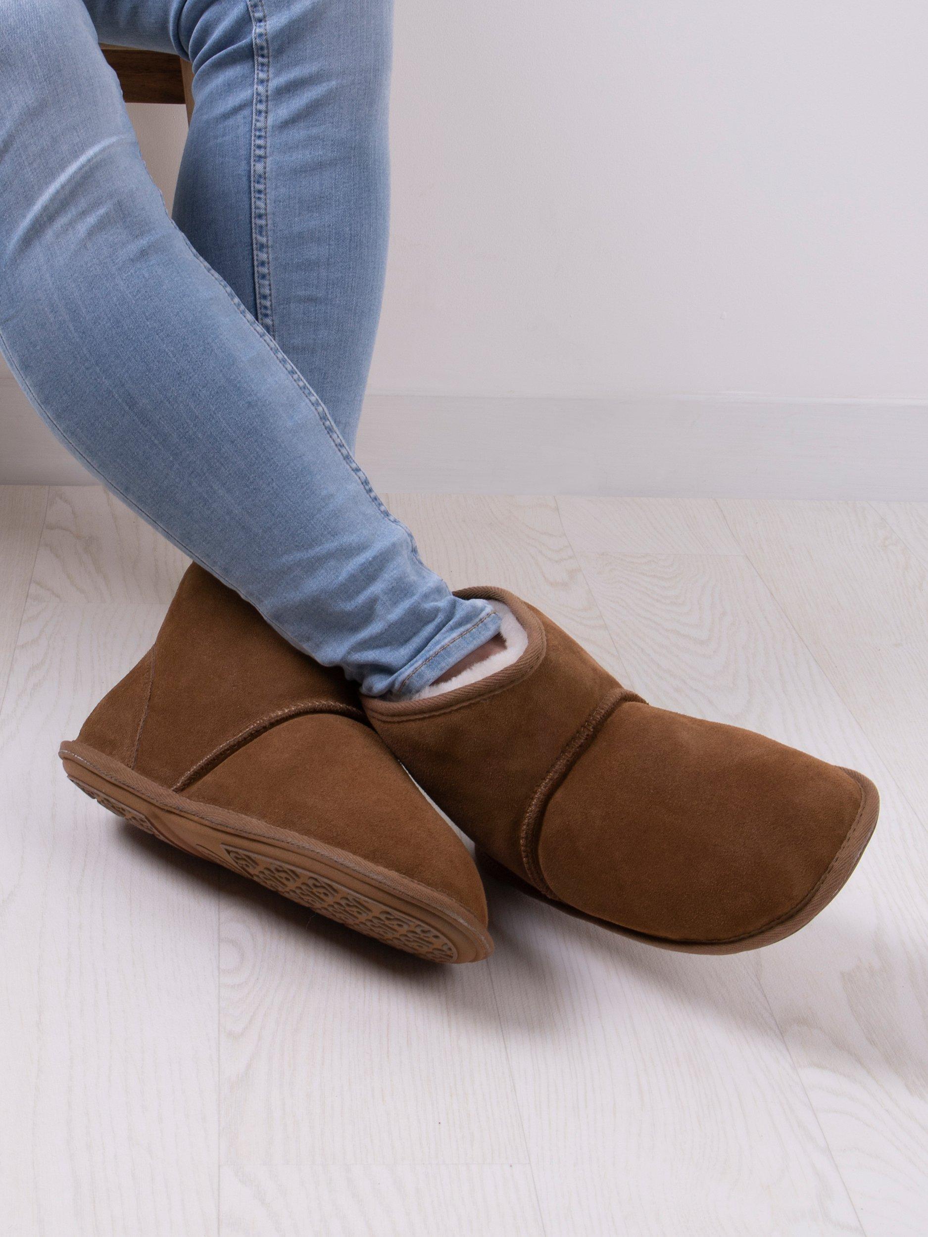 Product image 1 of 6, which shows Just Sheepskin Chester Sheepskin Boot Slippers, Chestnut, 8
