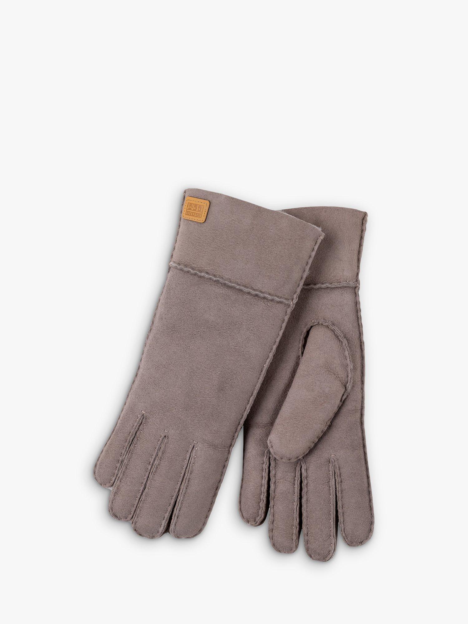 Just Sheepskin Charlotte Sheepskin Gloves, Light Grey