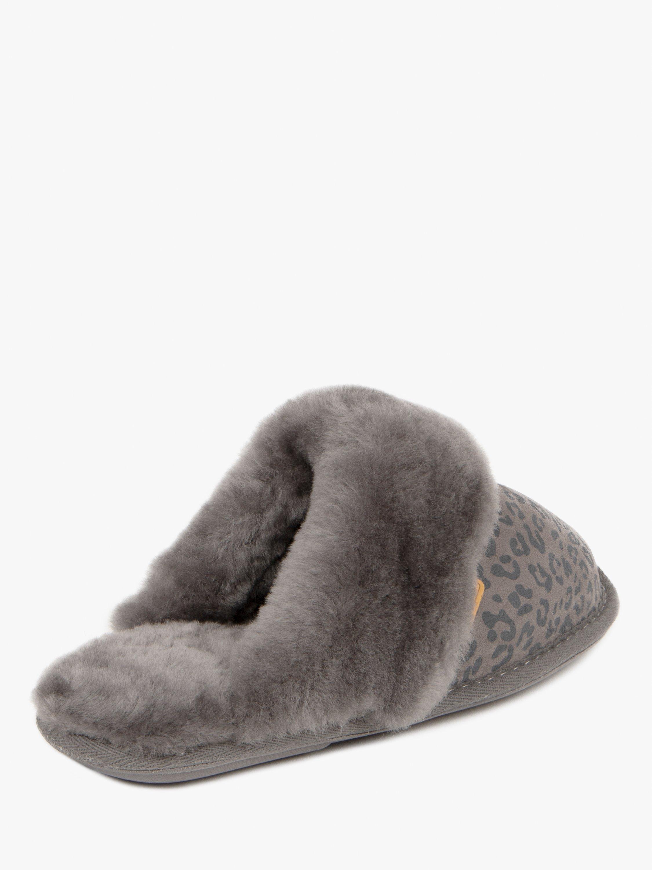 Just Sheepskin Duchess Animal Print Suede Mule Slippers, Grey, 4