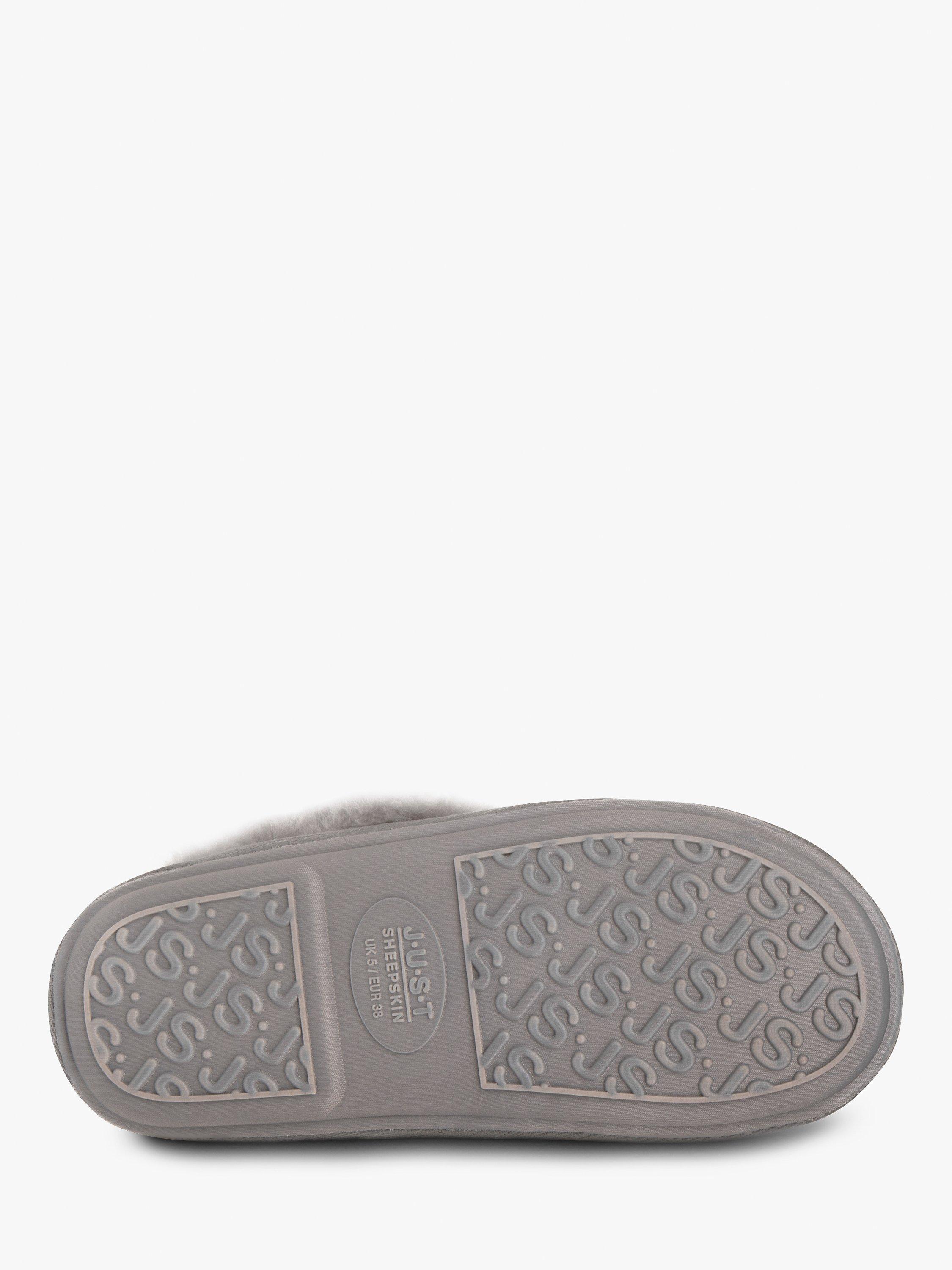 Just Sheepskin Duchess Animal Print Suede Mule Slippers, Grey, 4