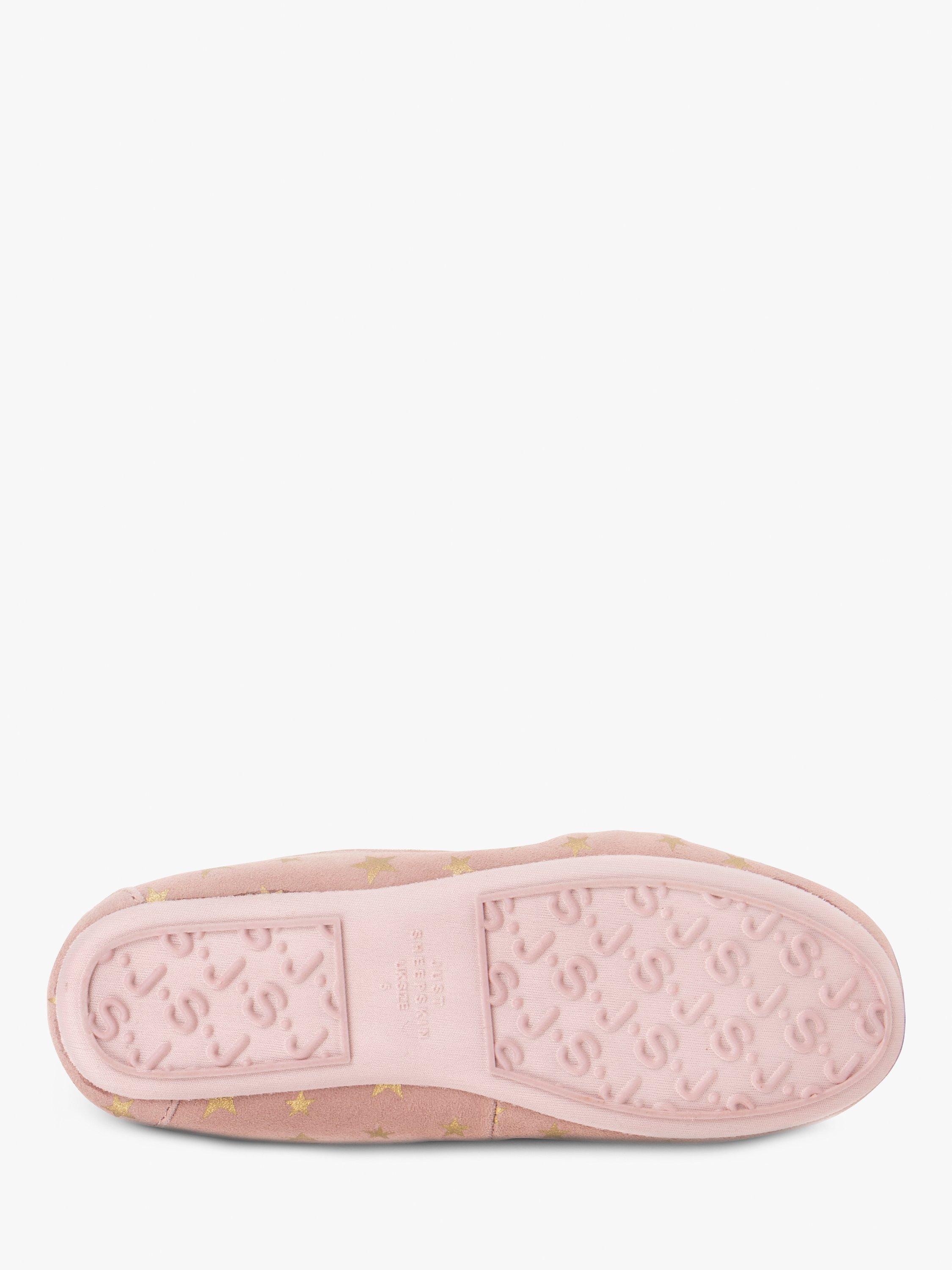Product image 5 of 6, which shows Just Sheepskin Regent Star Suede Moccasin Slippers, Pink, 4