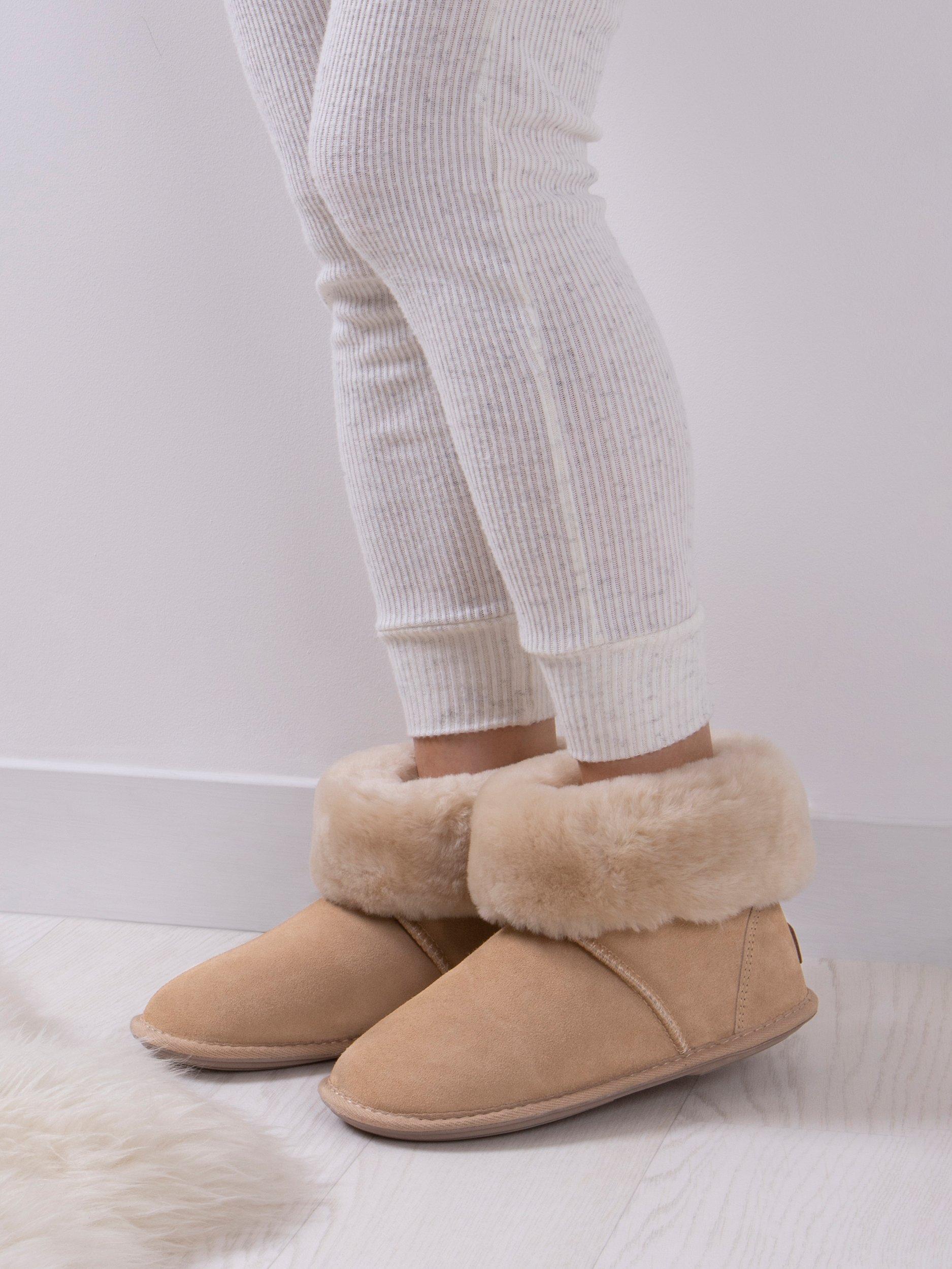 Product image 6 of 6, which shows Just Sheepskin Albery Suede Slipper Boots, Natural, 4