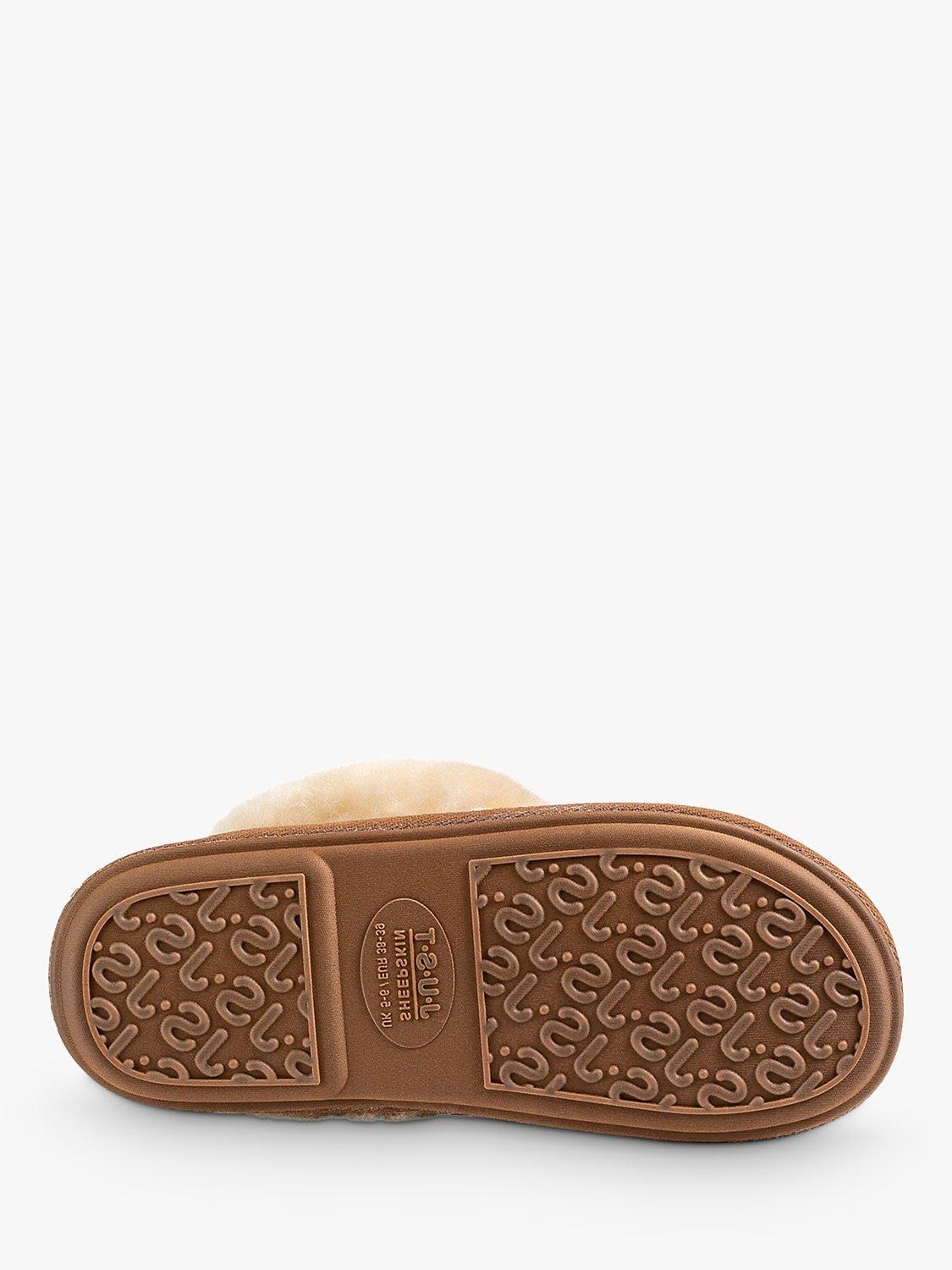 Product image 4 of 4, which shows Just Sheepskin Duchess Animal Print Suede Mule Slippers, Tan, 4