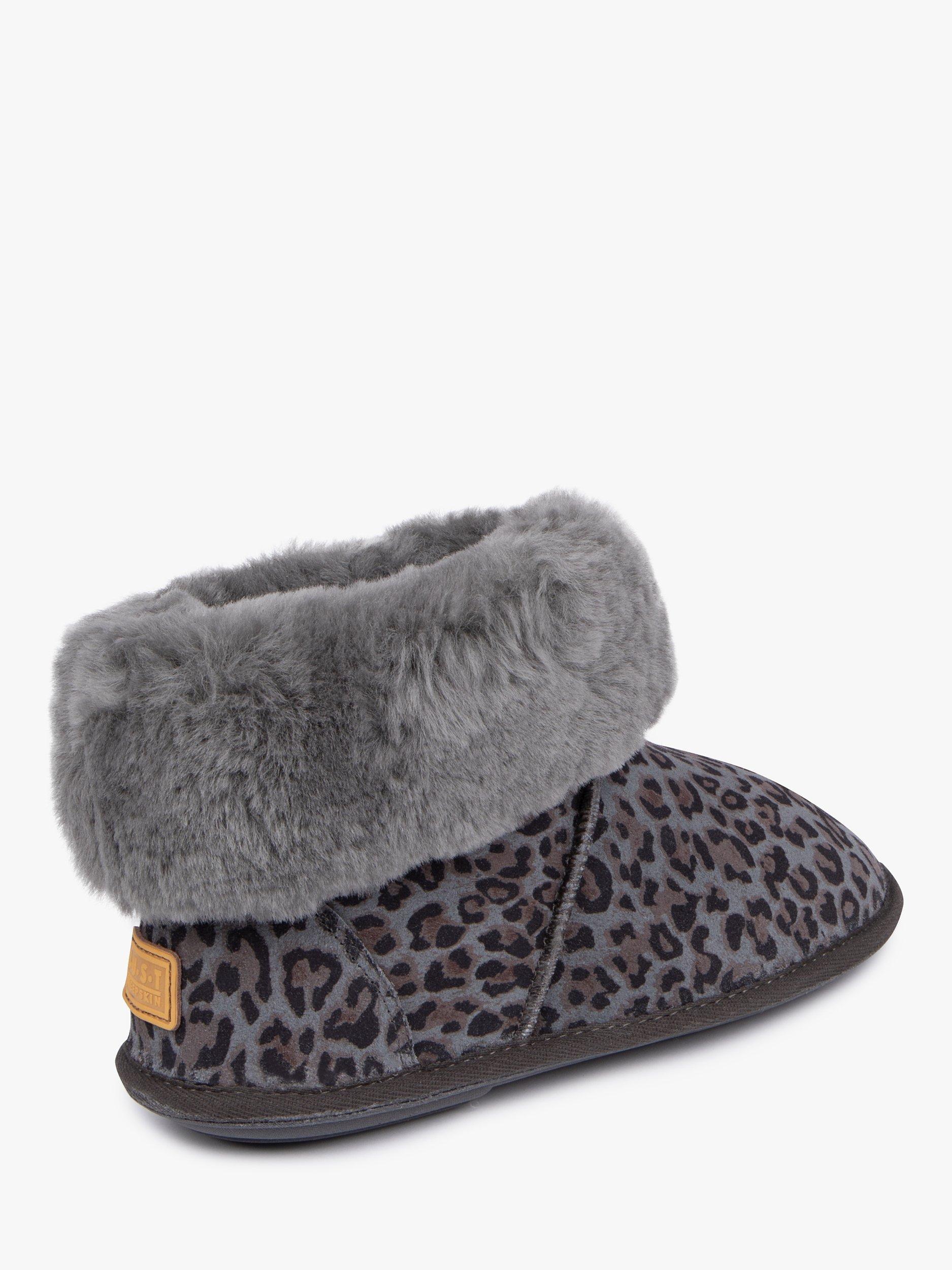 Product image 4 of 6, which shows Just Sheepskin Albery Suede Slipper Boots, Grey Animal, 4