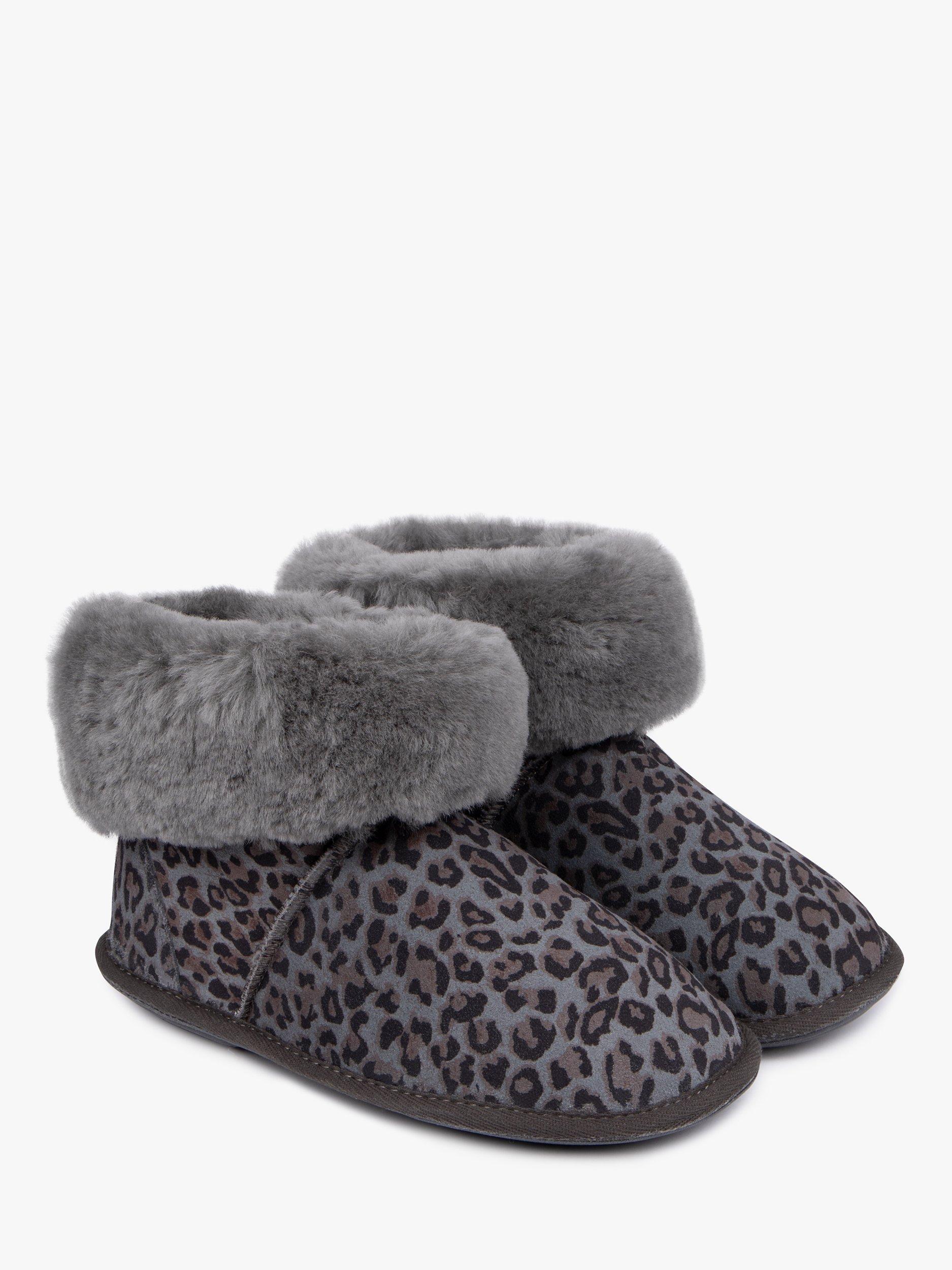 Product image 6 of 6, which shows Just Sheepskin Albery Suede Slipper Boots, Grey Animal, 4