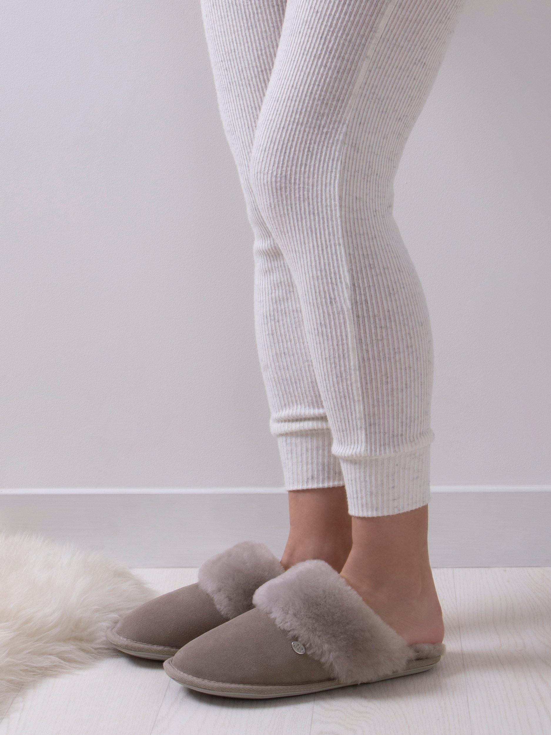 Grey sheepskin slippers womens best sale