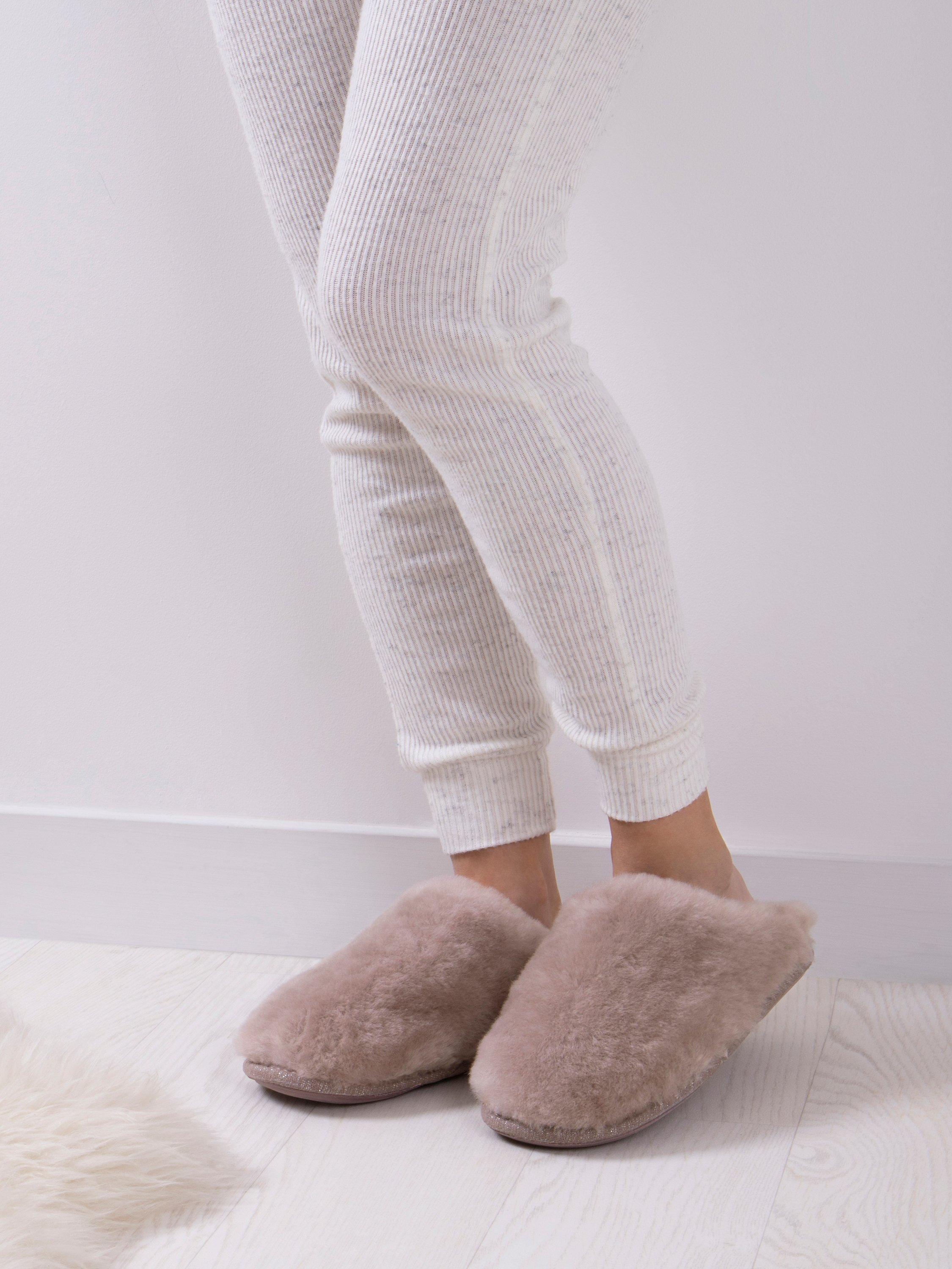 Product image 1 of 6, which shows Just Sheepskin Louise Sheepskin Mule Slippers, Mink, 7