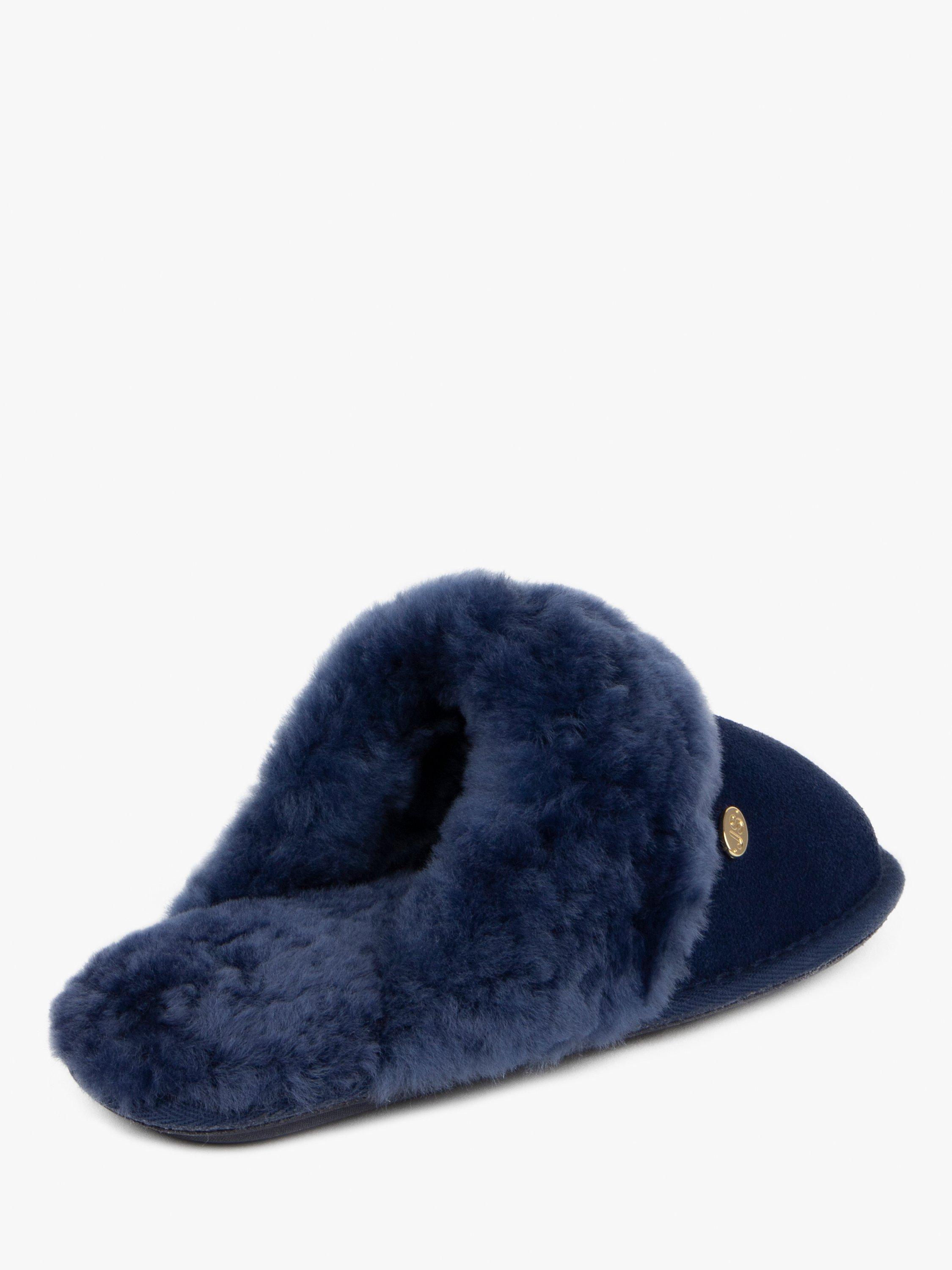 Product image 4 of 6, which shows Just Sheepskin Duchess Sheepskin Mule Slippers, Navy, 4