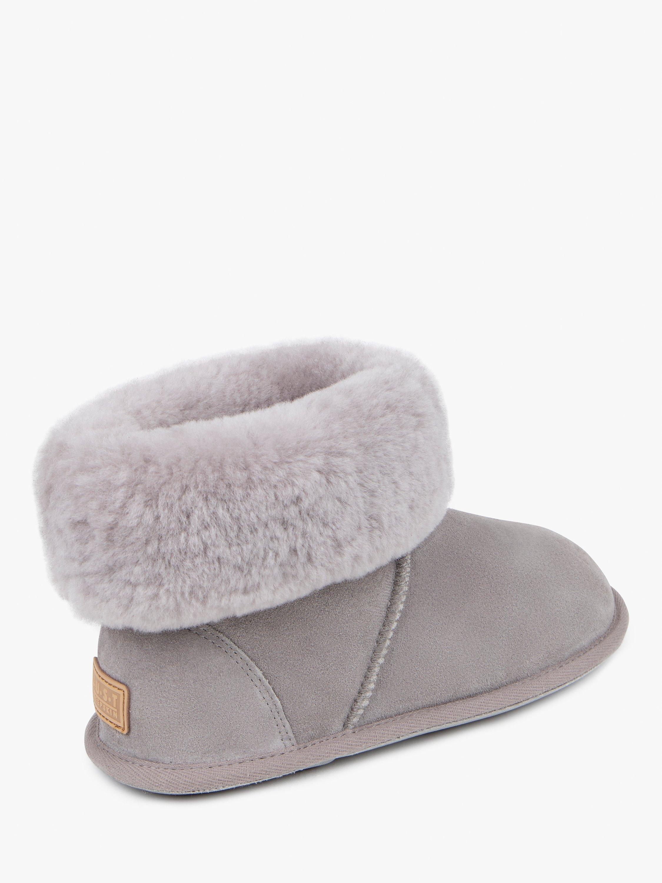 Product image 3 of 6, which shows Just Sheepskin Albery Suede Slipper Boots, Light Grey, 4