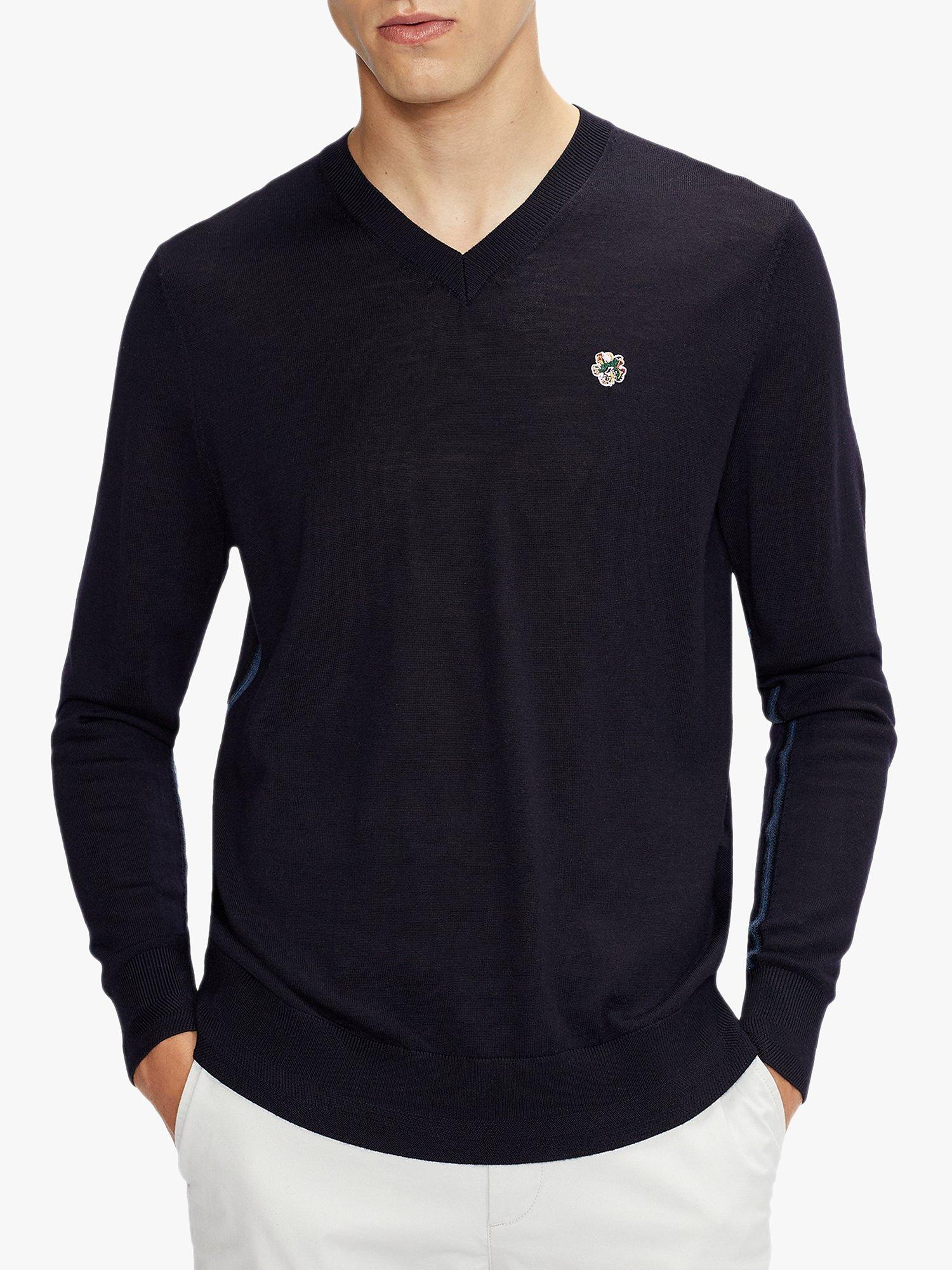 Ted Baker Kenton V-Neck Wool Jumper, Navy