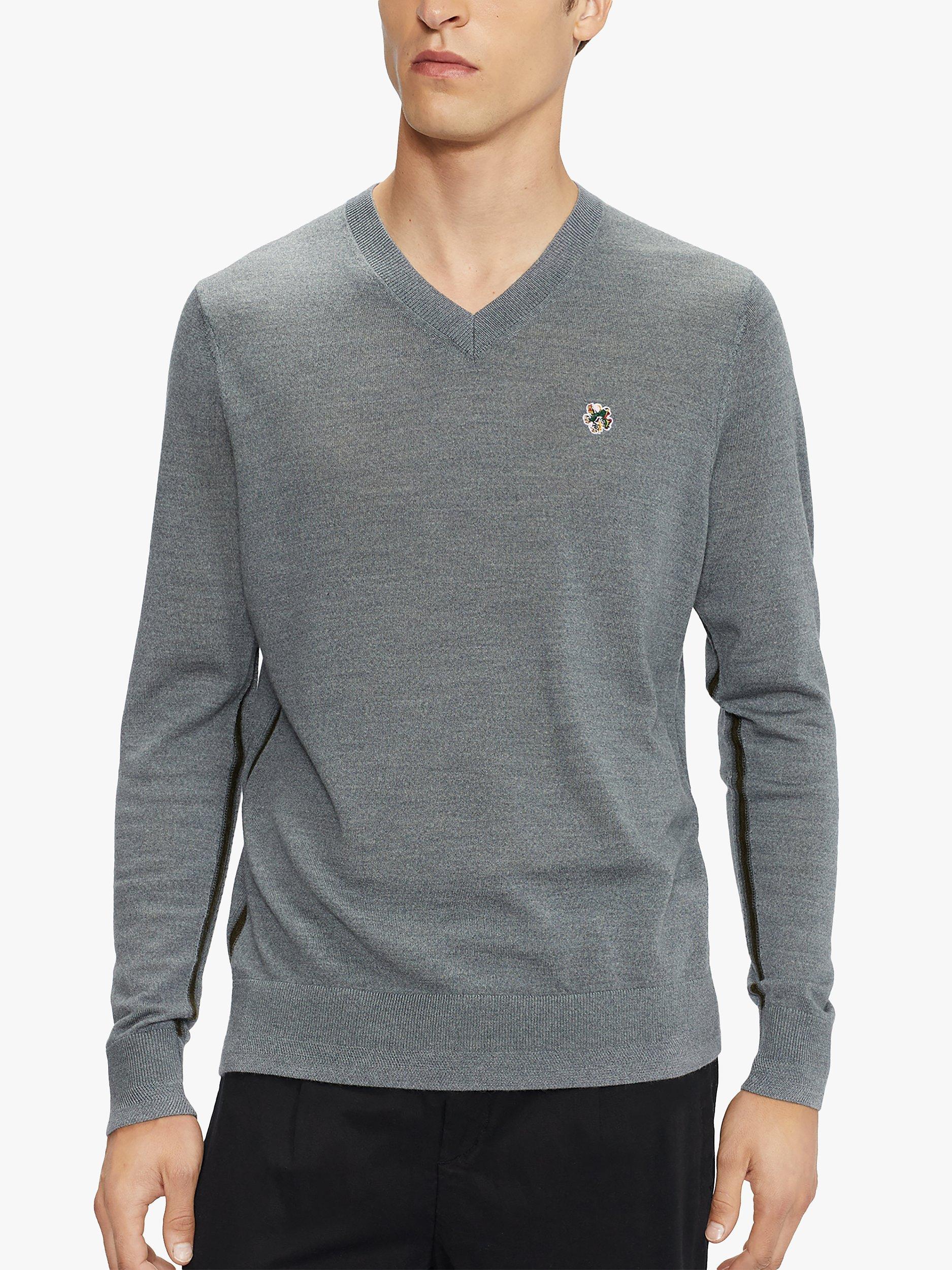 Ted Baker Kenton V-Neck Wool Jumper, Charcoal
