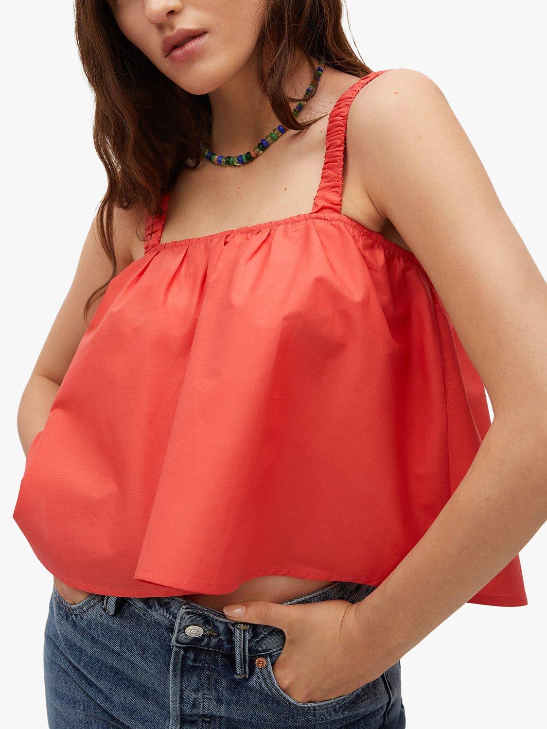 Mango Cotton Crop Top, Bright Red