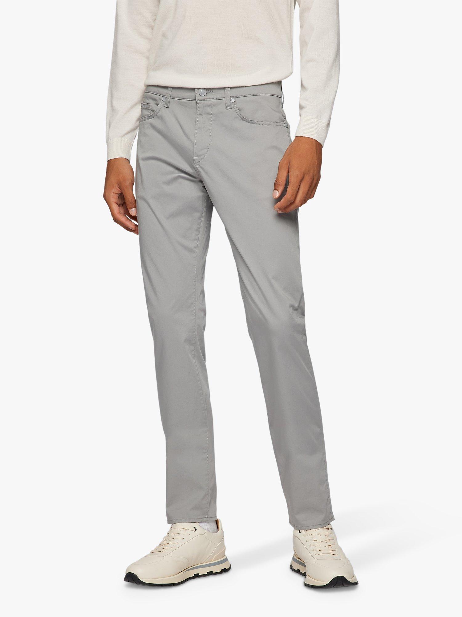 BOSS Delaware Slim Fit Trousers, Silver Grey