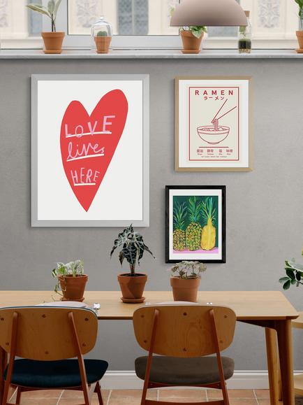EAST END PRINTS Katy Edelsten 'Love Lives Here' Framed Print - view 2, White Frame