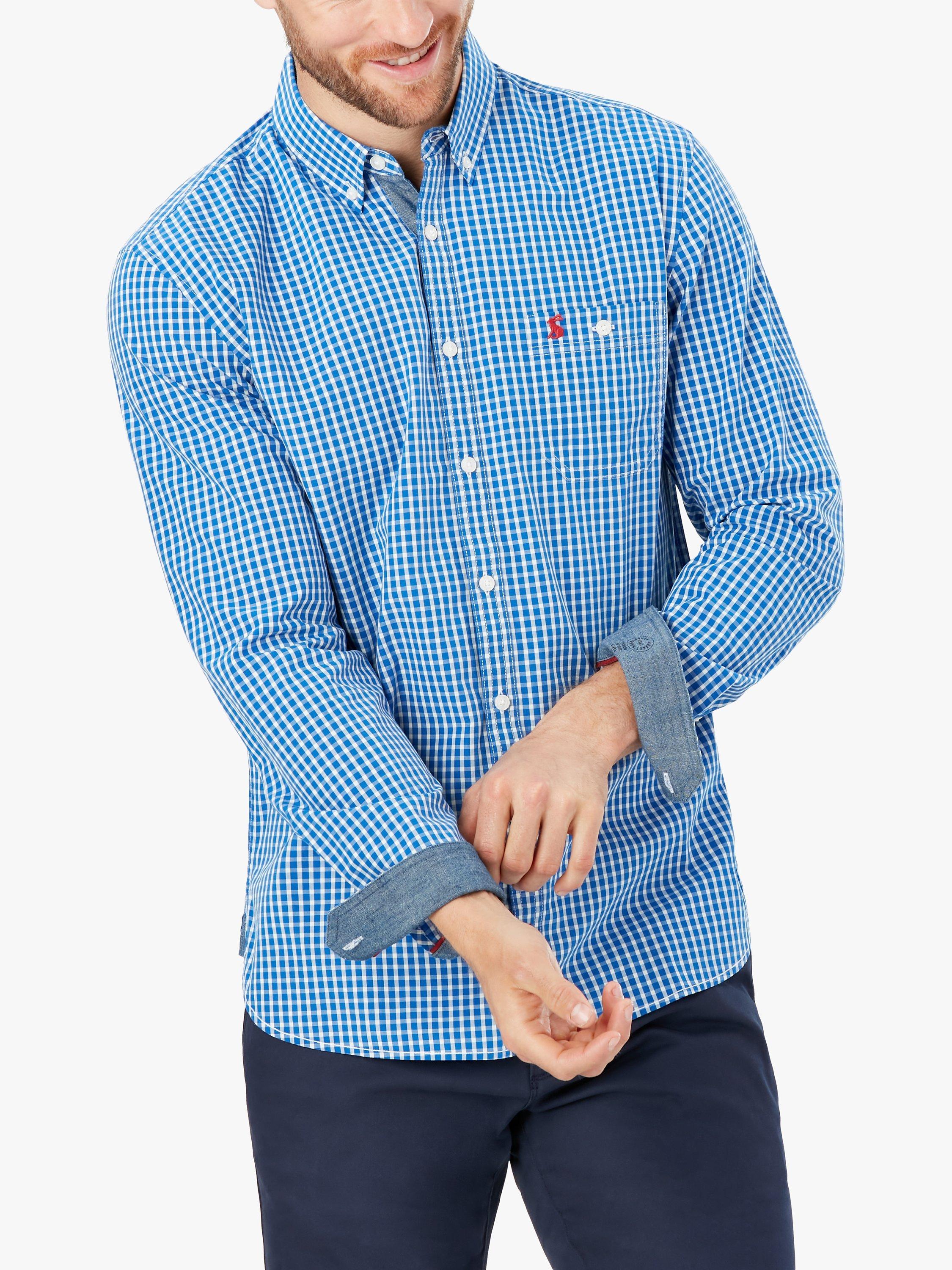 Product image 1 of 8, which shows Joules Abbott Classic Fit Gingham Check Shirt, Blue, S