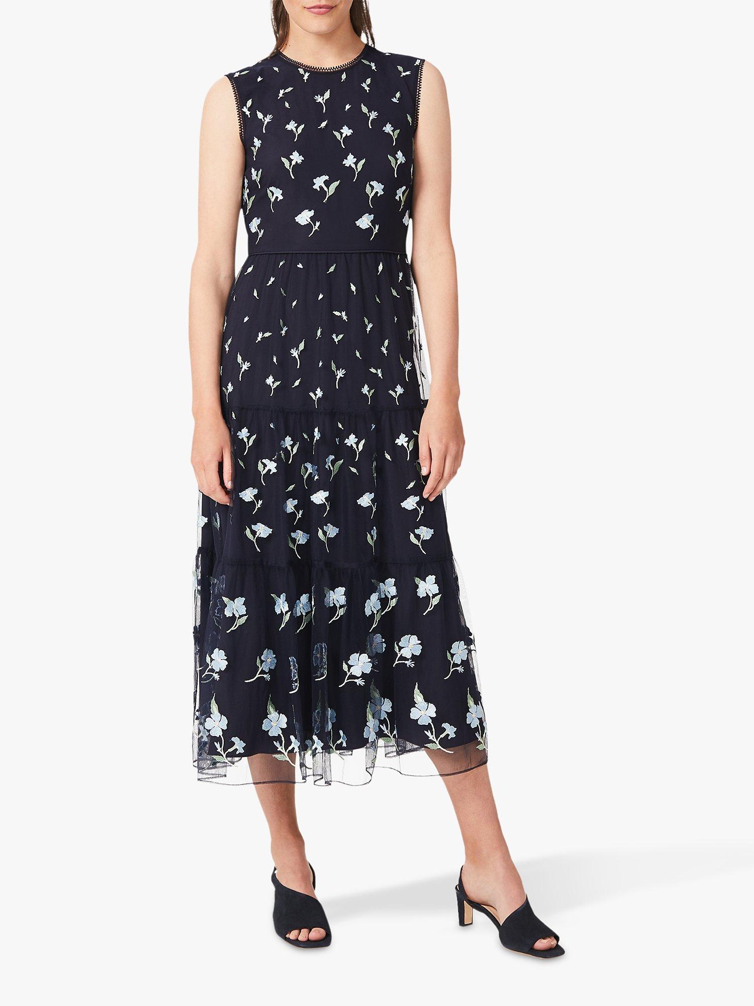 Hobbs Bethany Floral Midi Dress, Navy/Multi