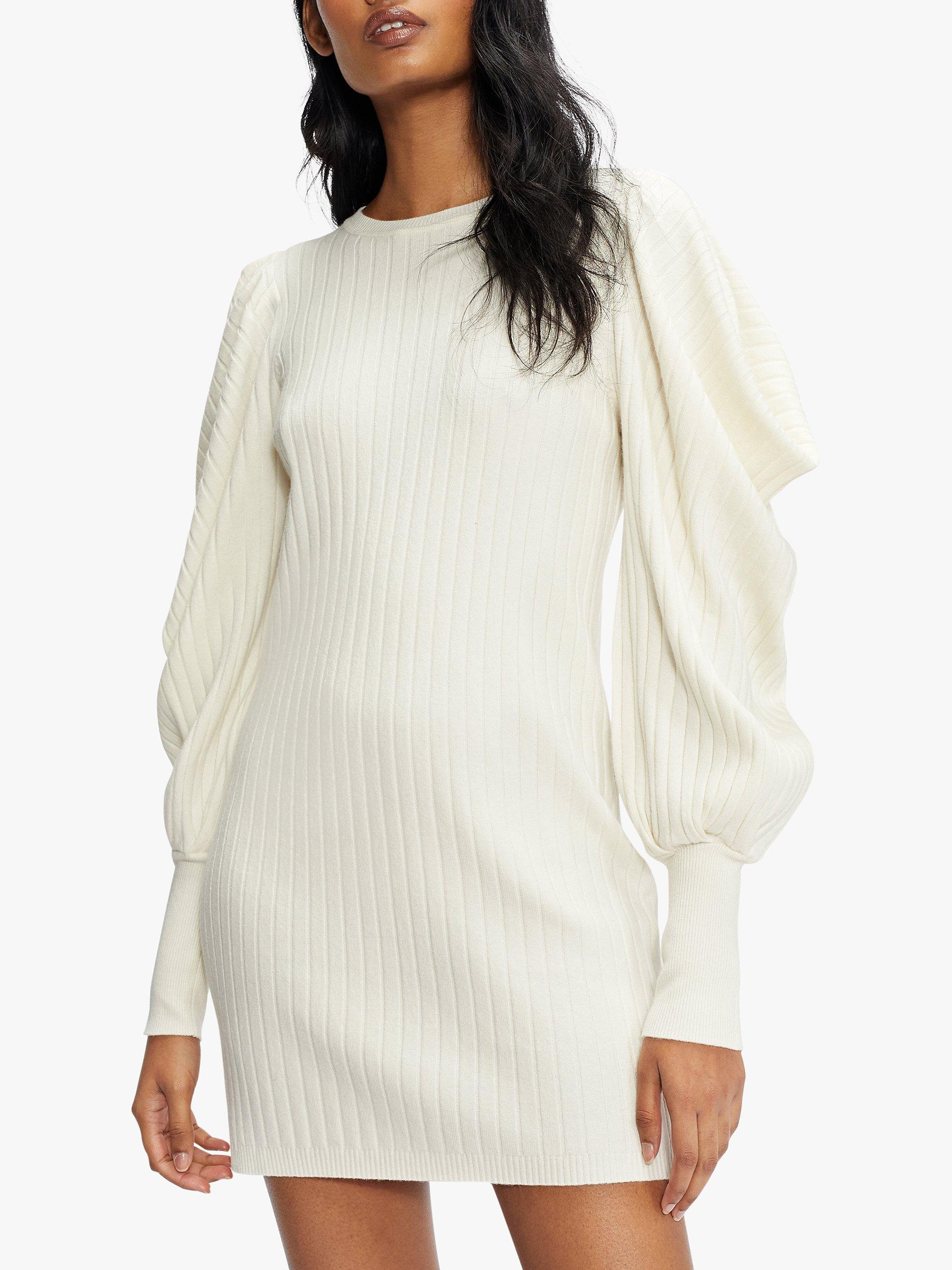 Ted Baker Extreme Rib Knit Mini Cashmere Blend Dress, Cream