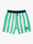 Roarsome Spike Striped Swim Trunks, Light Green