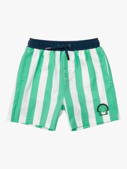 Roarsome Spike Striped Swim Trunks, Light Green, Light Green
