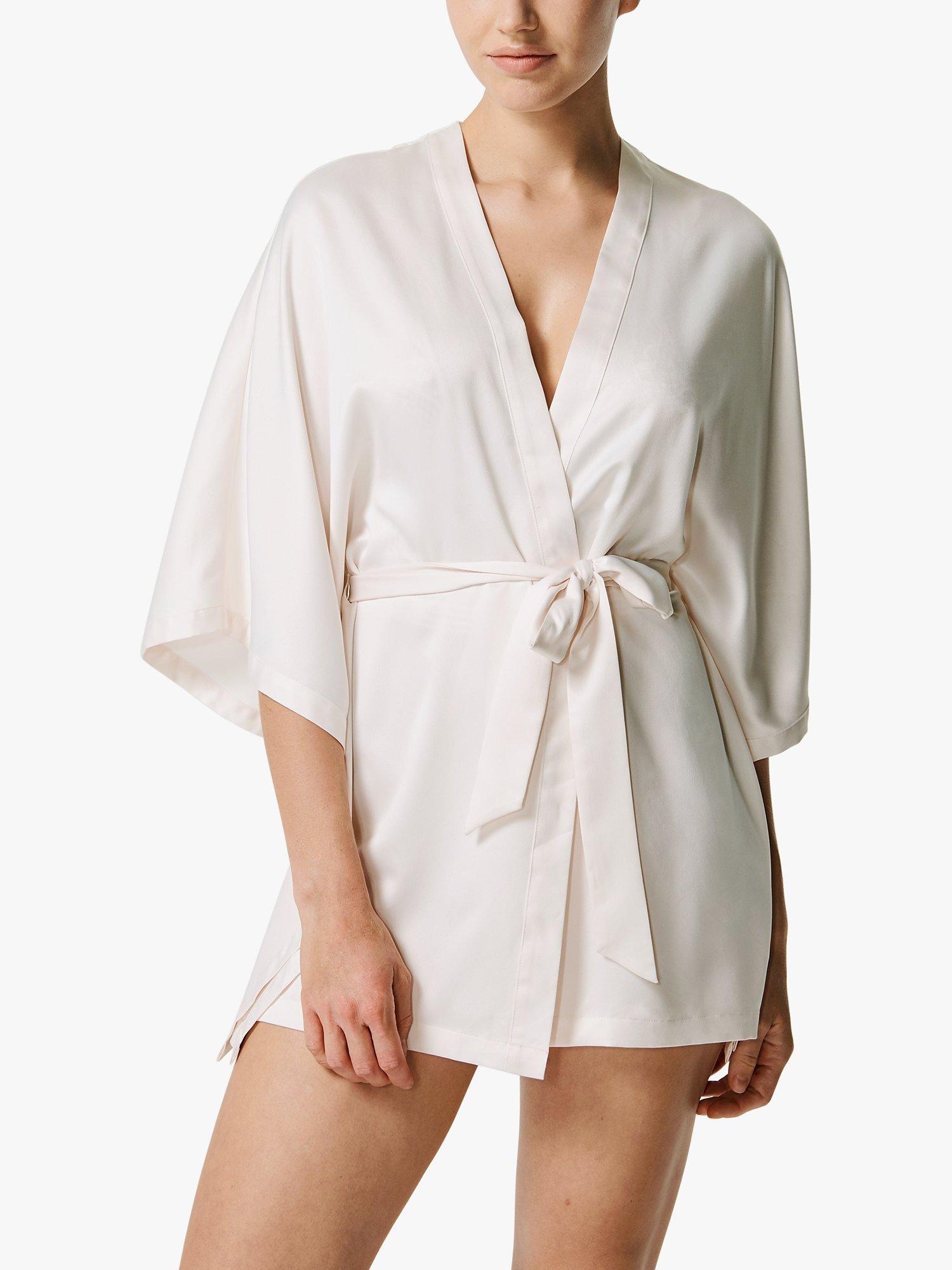 Passionata Thelma Satin Kimono Robe, Pearl