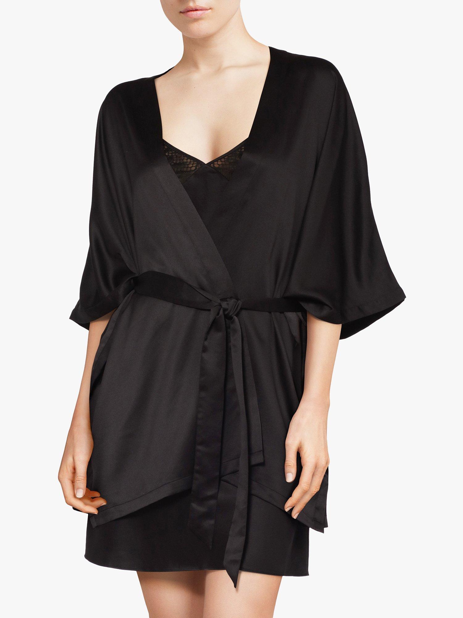 Passionata Thelma Satin Kimono Robe, Black