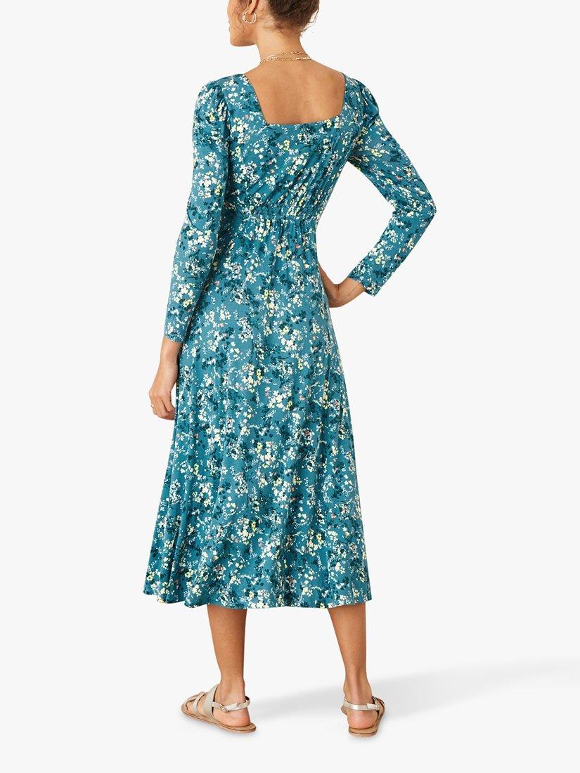 Monsoon Amanza Ditsy Print Midi Dress Teal