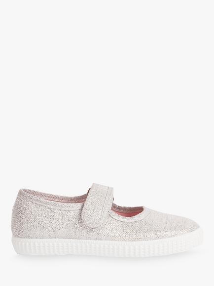 Trotters Kids' Hampton Martha Canvas Plimsolls, Silver