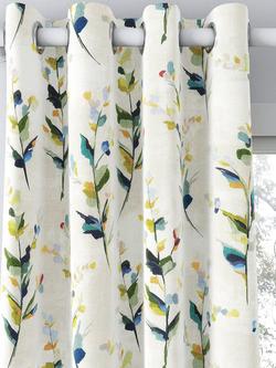 John Lewis Wildflower Sprigs Print Pair Blackout/Thermal Lined Eyelet Curtains, Multi, Multi