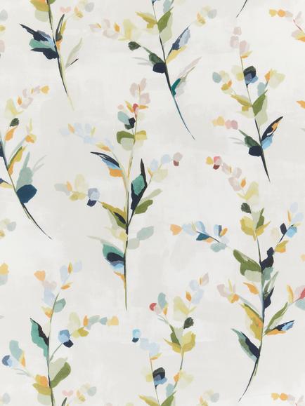 John Lewis Wildflower Sprigs Print Pair Blackout/Thermal Lined Eyelet Curtains, Multi - view 2, Multi