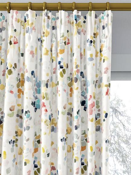 John Lewis Dapple Abstract Print Pair Lined Pencil Pleat Curtains, Multi, Multi