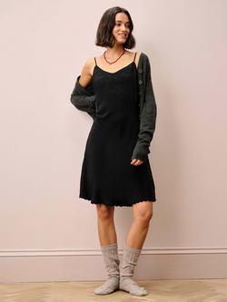 Brora Embroidered Silk Slip Dress - view 2, Coal