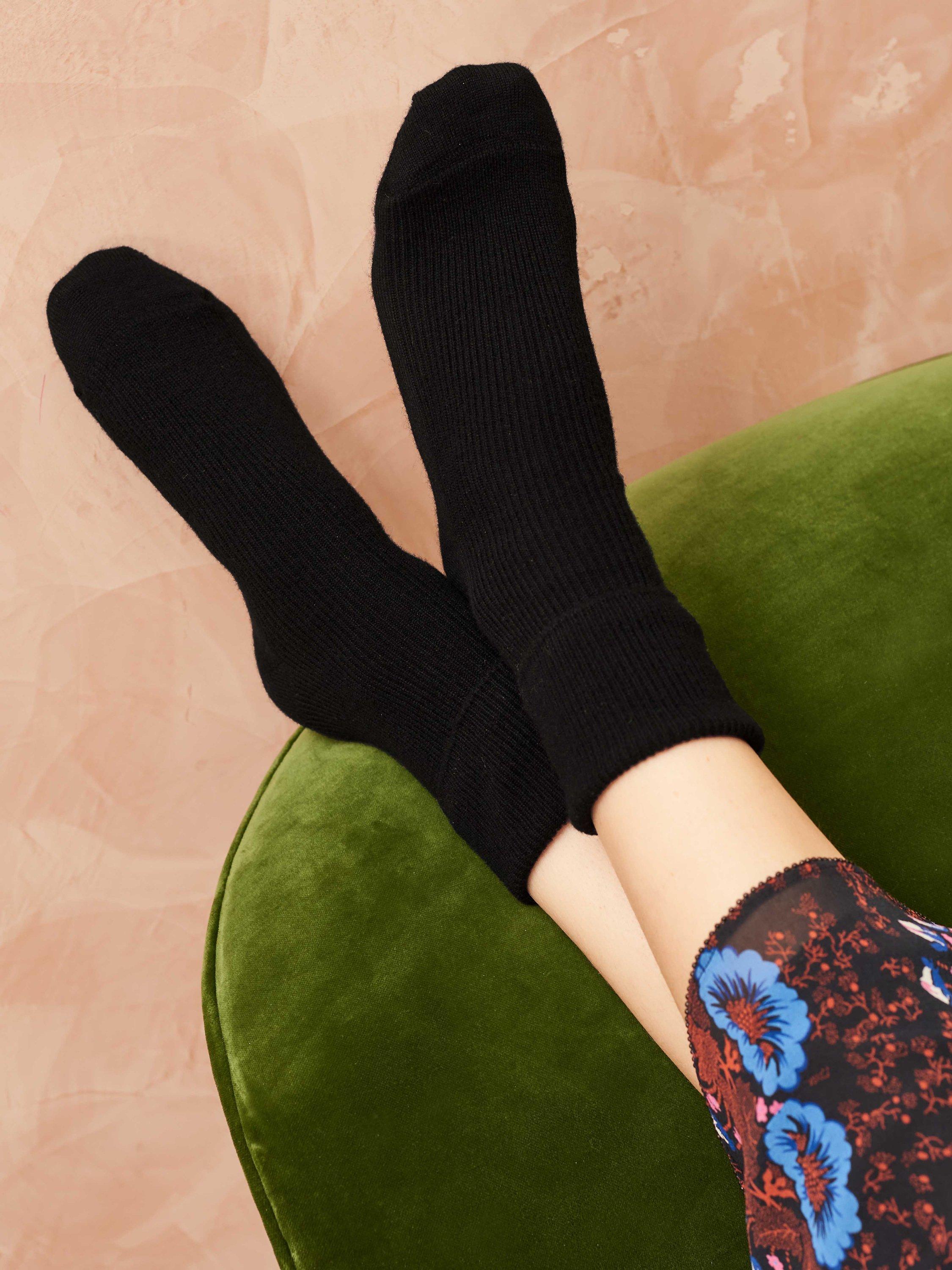 Brora Cashmere Blend Socks, Black