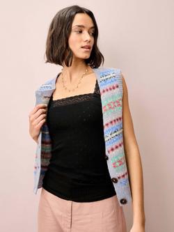 Brora Lace Trim Ribbed Camisole, Black