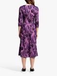 HotSquash Damson Floral Print Asymmetric Neck Midi Dress, Purple