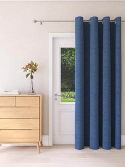 John Lewis Textured Weave Ultra Thermal Lined Eyelet Door Curtain, Blue