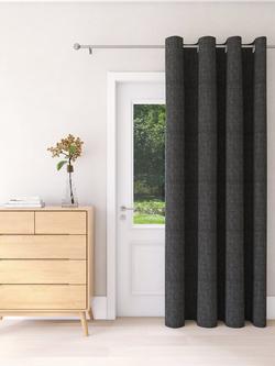 John Lewis Textured Weave Ultra Thermal Lined Eyelet Door Curtain, Steel