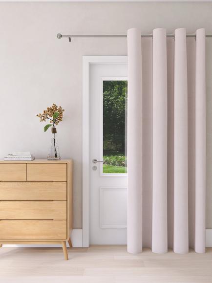 John Lewis Textured Weave Ultra Thermal Lined Eyelet Door Curtain, Rose Pink