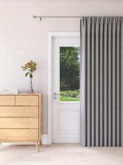 John Lewis Textured Weave Ultra Thermal Lined Pencil Pleat Door Curtain, Pale Grey
