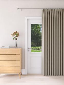 John Lewis Textured Weave Ultra Thermal Lined Pencil Pleat Door Curtain, Natural