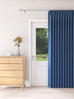 John Lewis Textured Weave Ultra Thermal Lined Pencil Pleat Door Curtain, Blue