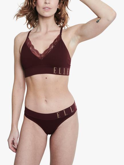 ELLE Lace Trim Bikini, Chocolate Truffle