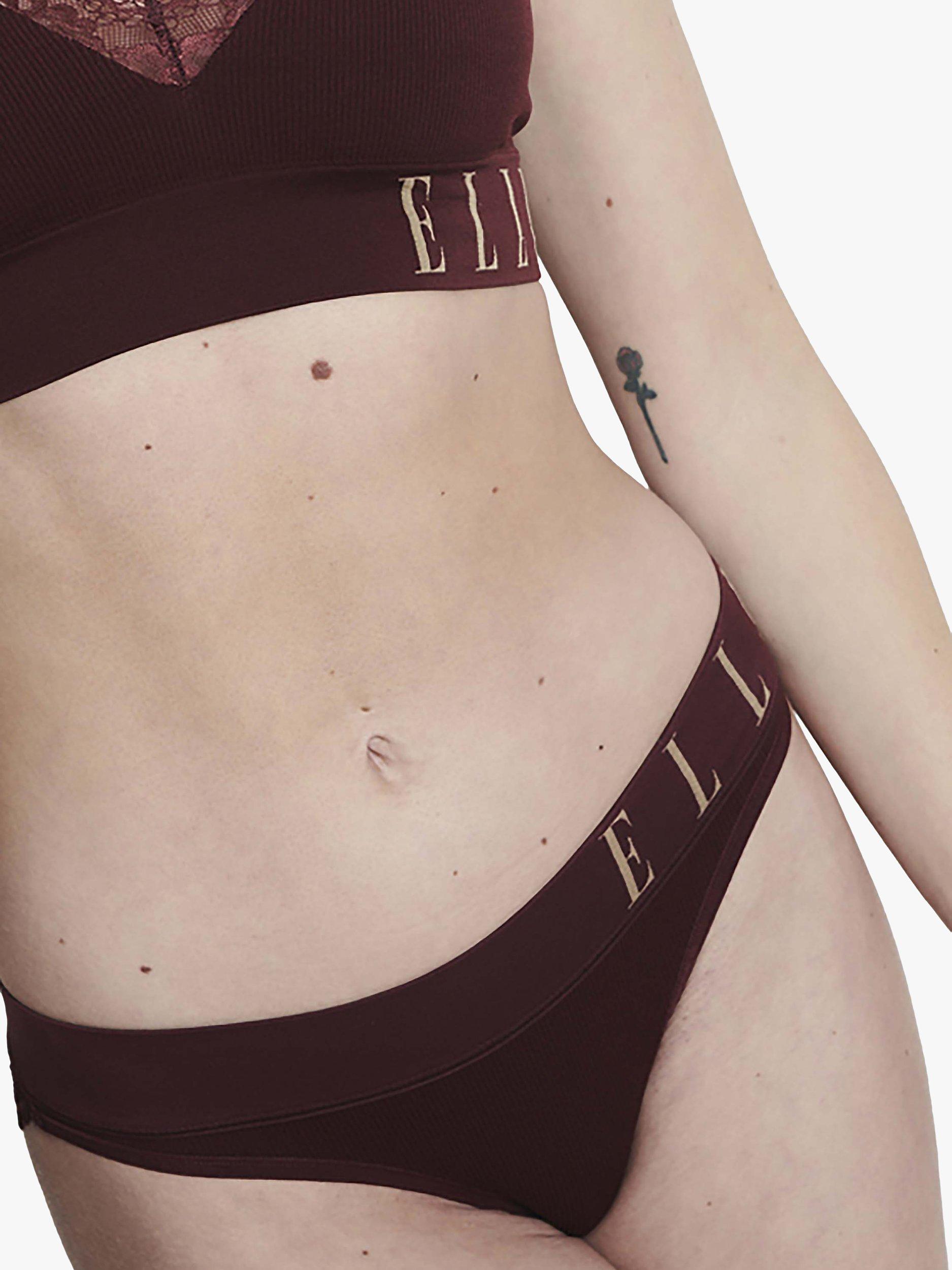 Product image 6 of 6, which shows ELLE Lace Trim Bikini, Chocolate Truffle, S