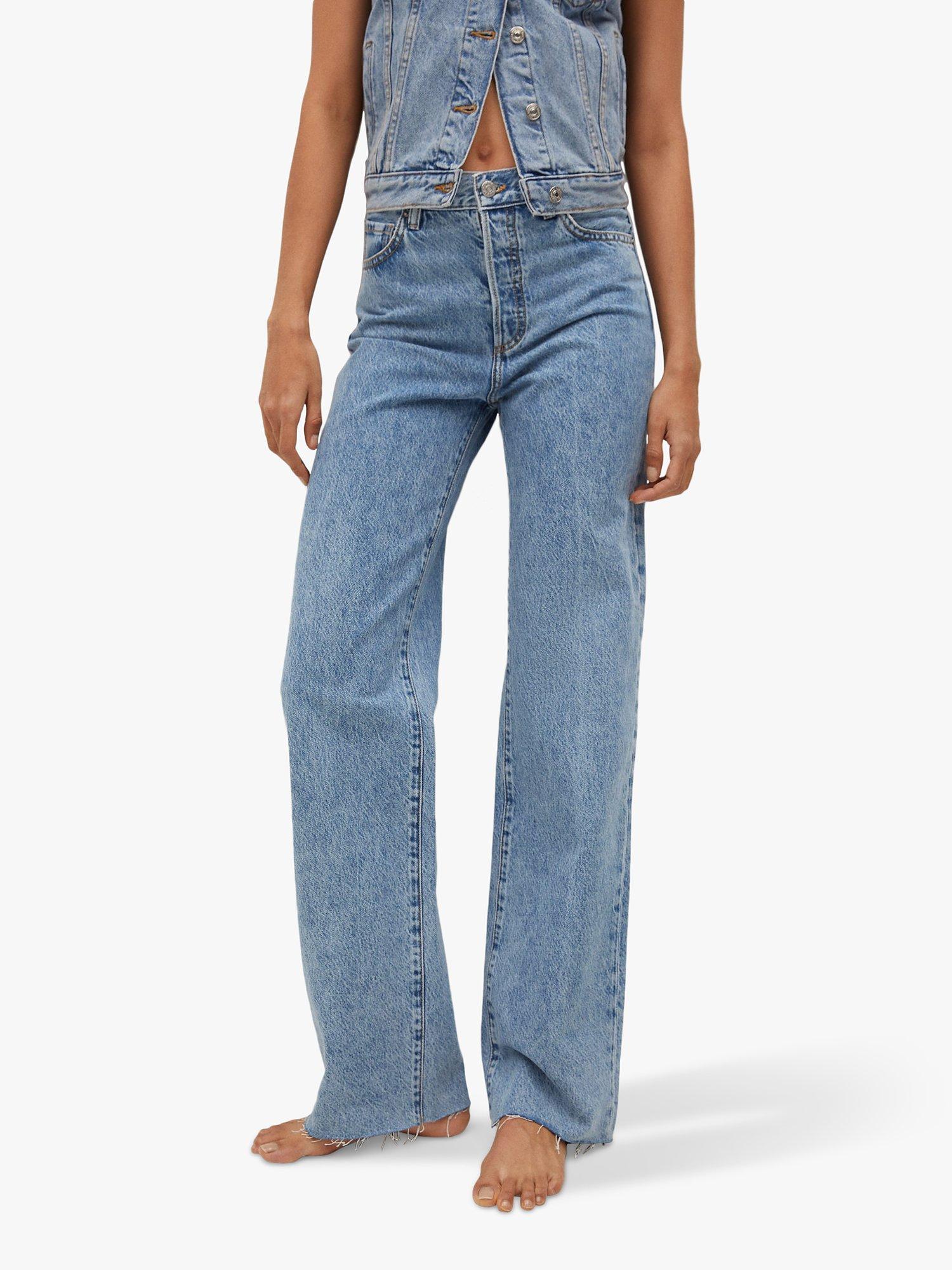 Product image 1 of 3, which shows Mango Wide Leg High Waist Jeans, Mid Blue, 6