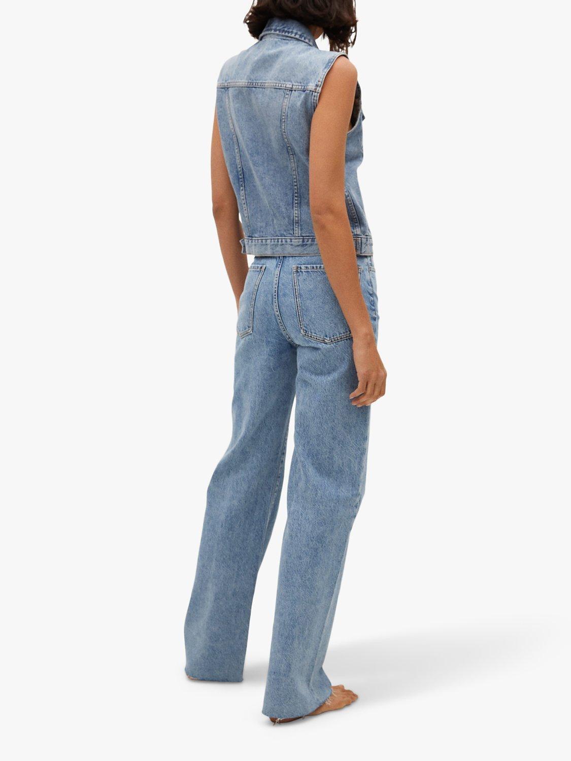 Product image 3 of 3, which shows Mango Wide Leg High Waist Jeans, Mid Blue, 6