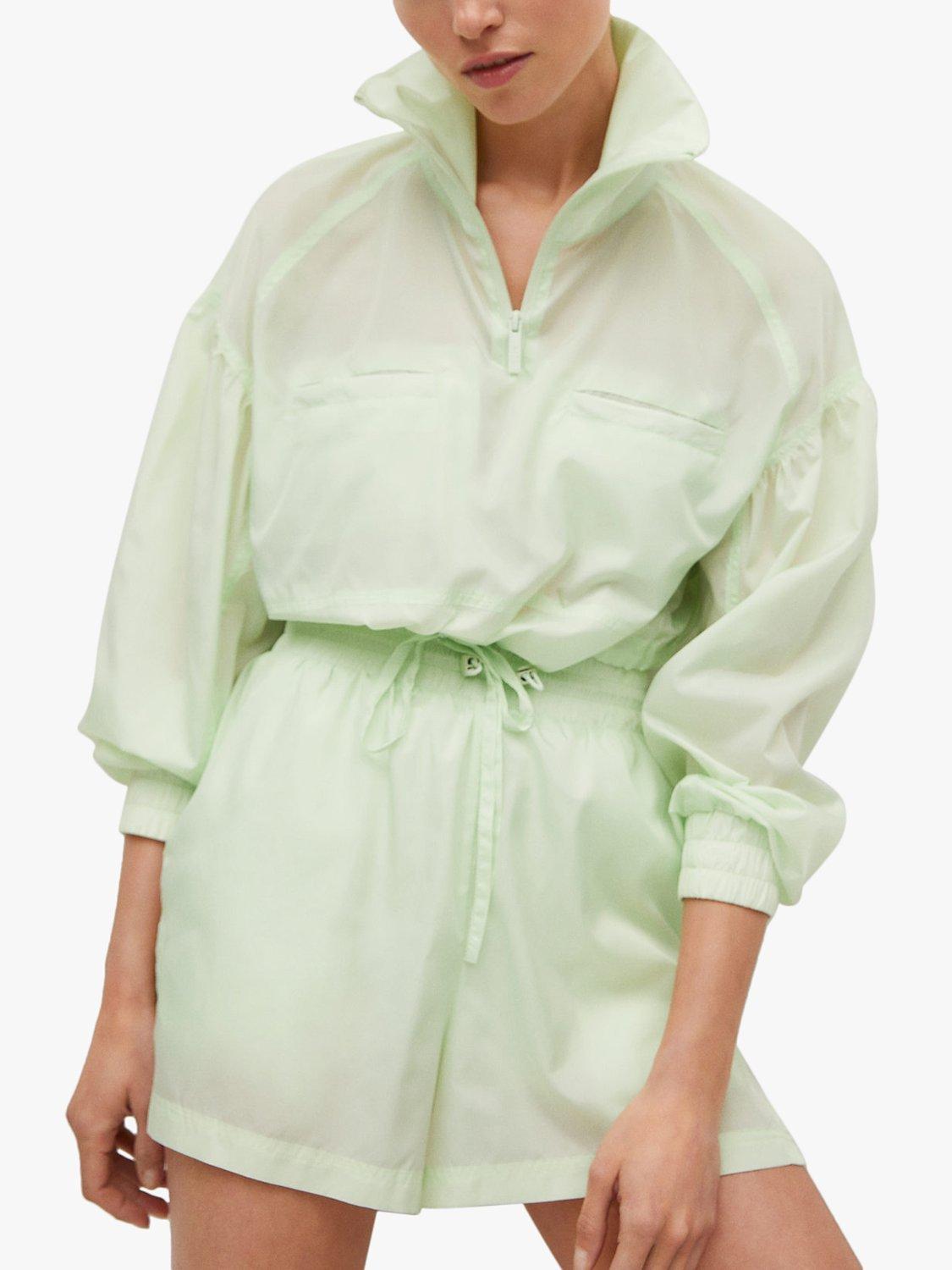 Product image 1 of 7, which shows Mango Sporty Cropped Water Repellent Sweatshirt, Green, S