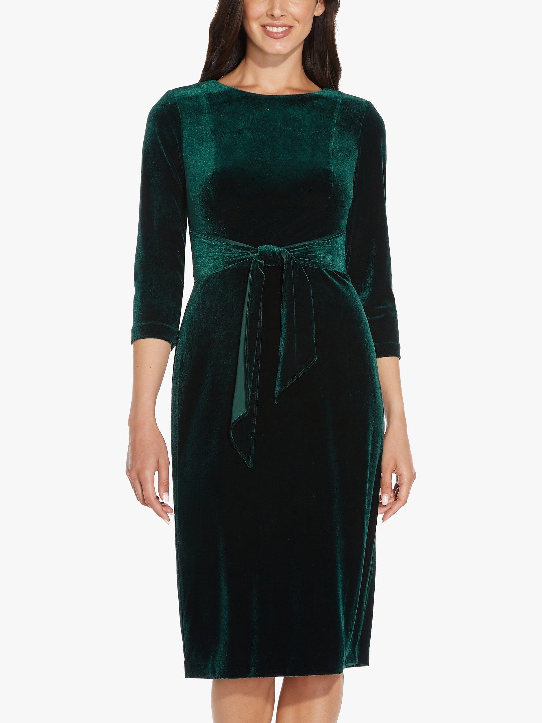 Adrianna Papell Velvet Tie Waist Detail Dress