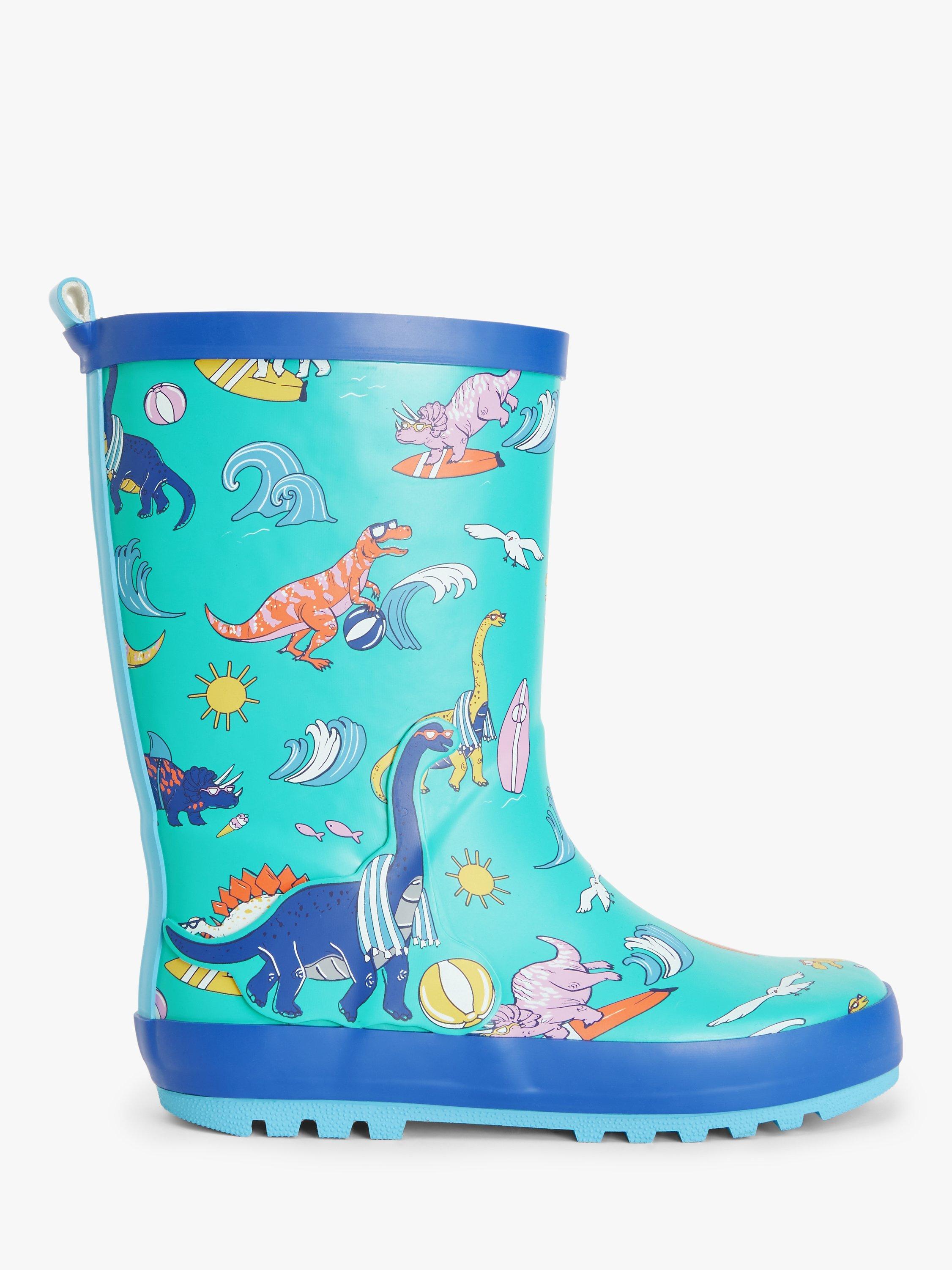 John Lewis Kids' Surfing Dinosaurs Wellington Boots