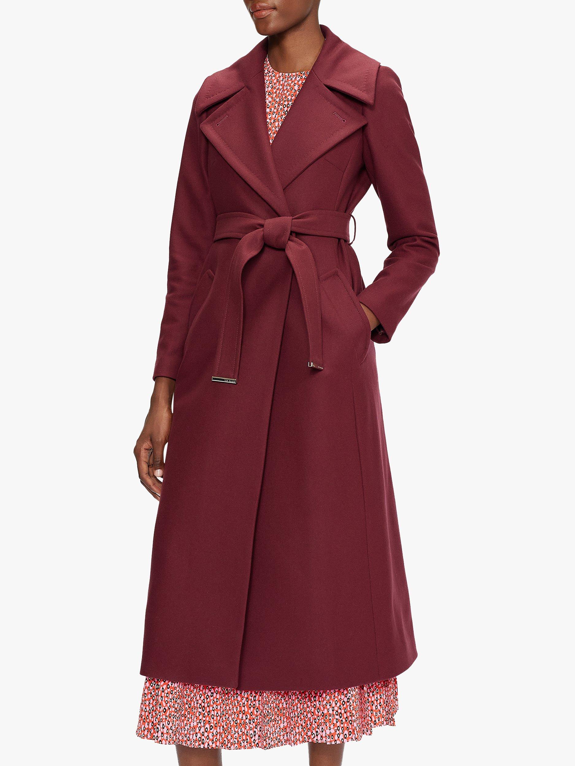 Ted Baker Rrosiey Wool and Cashmere Blend Coat, Purple, 10
