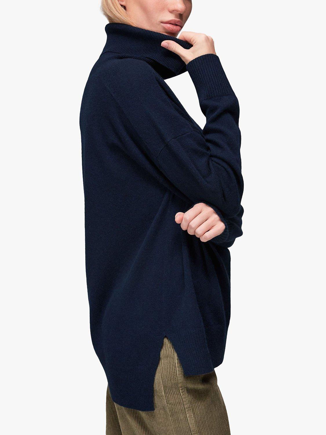 Whistles Cashmere Roll Neck Jumper, Navy